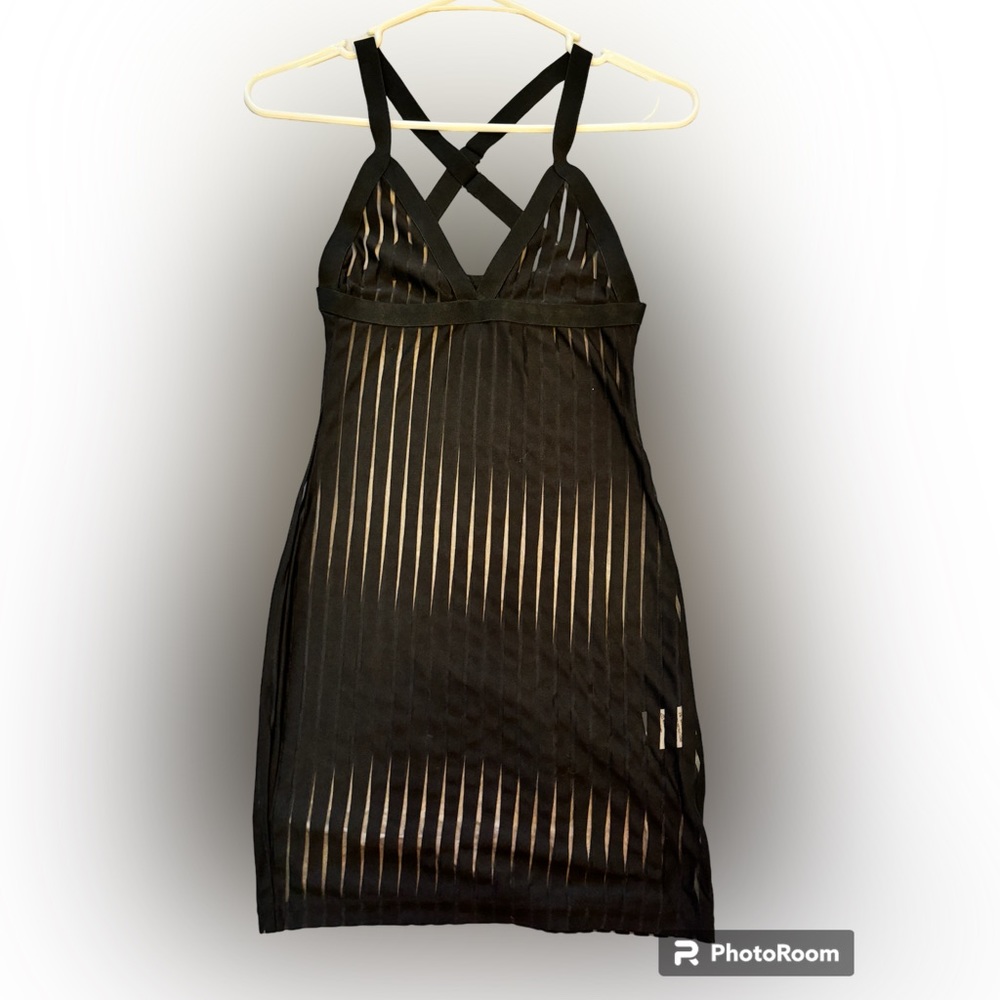 MESH STRIPED MINI DRESS